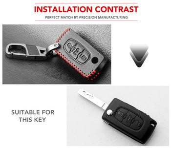 Кожен калъф за ключодържател Fob Remote Cover за Citroen C2 C3 C4 C5 DS3 DS4 Picasso Xsara за Peugeot RCZ 206 308 307 408 3008 5008 Expert