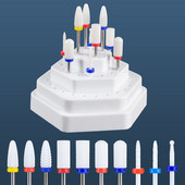 Set de burghie pentru unghii din carbură de ceramică, 10 buc, cu cutie de suport pentru suport, freză pentru mașină de manichiură pentru îndepărtarea bitului de lac de unghii cu gel