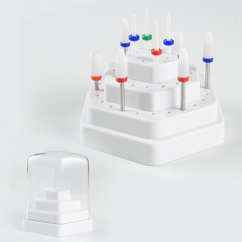 Set de burghie pentru unghii din carbură de ceramică, 10 buc, cu cutie de suport pentru suport, freză pentru mașină de manichiură pentru îndepărtarea bitului de lac de unghii cu gel