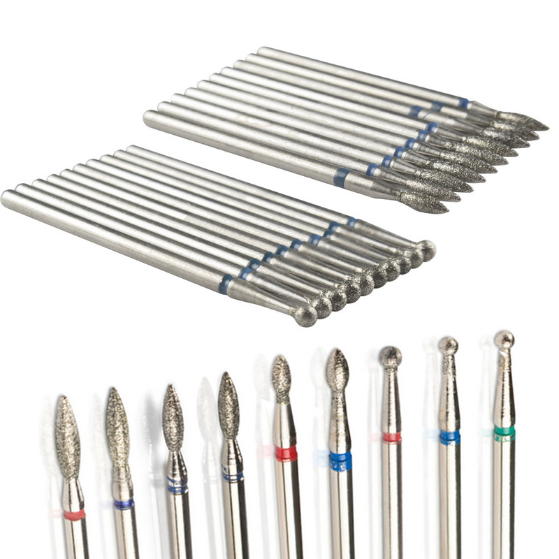 10 buc Freză cu diamante pentru manichiură Set de burghie pentru unghii Accesorii Pedichiură Mașină electrică Nail Bit Flys Gel Remover Tool