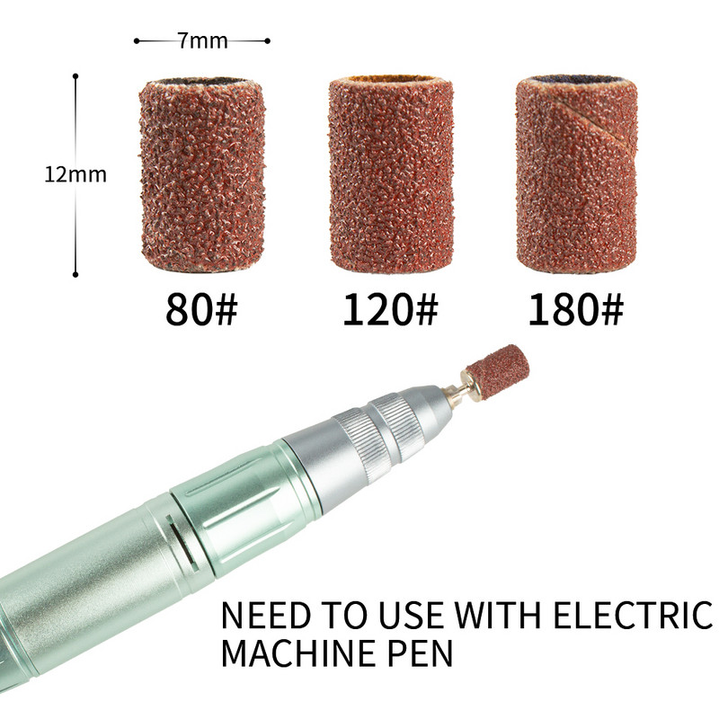 100 bucăți de găurit pentru unghii benzi de șlefuit pentru șlefuit de unghii șlefuit șlefuit set de benzi pentru unghii acrilice, instrumente pentru îndepărtarea gelului de pedichiură