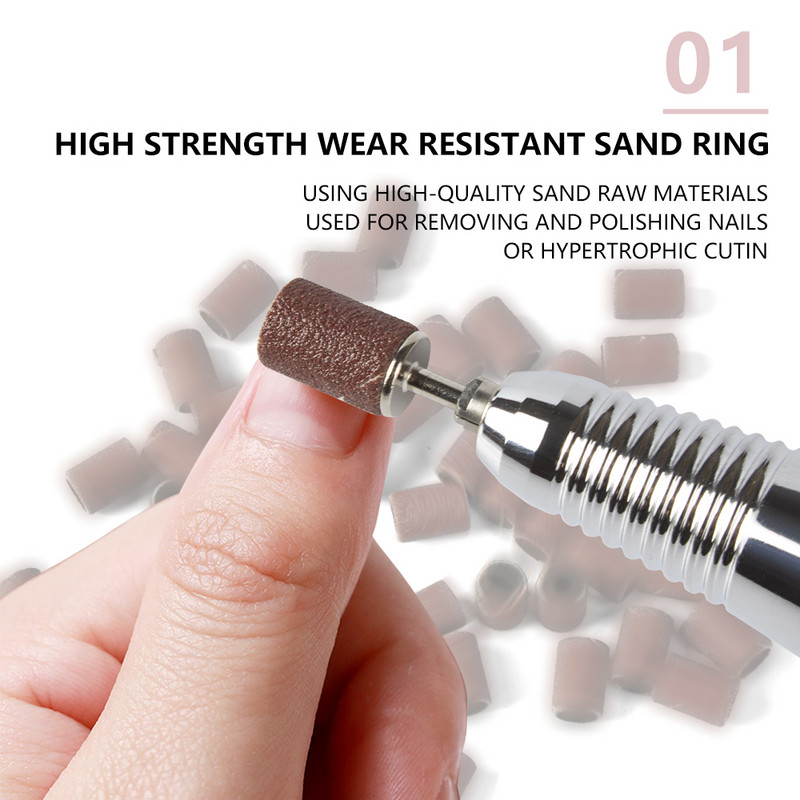 100 bucăți de găurit pentru unghii benzi de șlefuit pentru șlefuit de unghii șlefuit șlefuit set de benzi pentru unghii acrilice, instrumente pentru îndepărtarea gelului de pedichiură