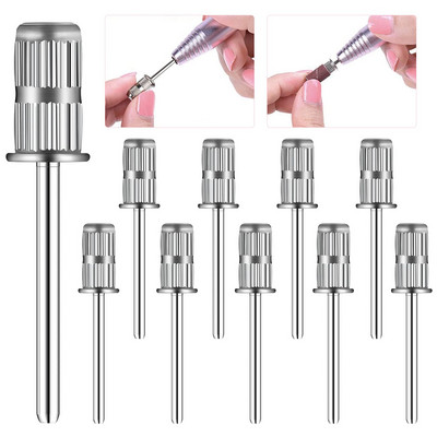 10 bucăți capete de găurit unghii Burghie de găurit pentru unghii Ax bandă de șlefuit 3/32 inch Burghie pentru unghii Mandrine pentru șlefuit electric de unghii