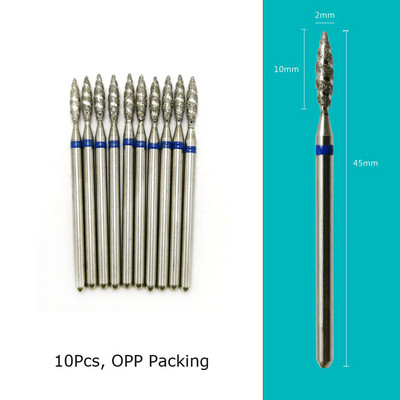 HYTOOS 10 buc. Burghie pentru unghii Tornado Flame Freze cu diamant pentru manichiură Cuticule Curățare bavuri Diamond Mill Accesorii pentru unghii Instrument
