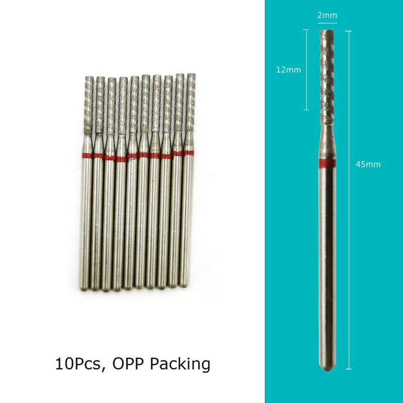 HYTOOS 10 buc. Burghie pentru unghii Tornado Flame Freze cu diamant pentru manichiură Cuticule Curățare bavuri Diamond Mill Accesorii pentru unghii Instrument