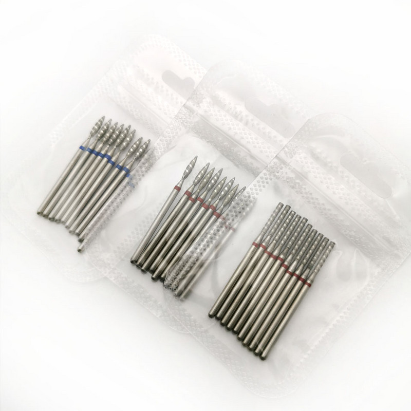 HYTOOS 10 buc. Burghie pentru unghii Tornado Flame Freze cu diamant pentru manichiură Cuticule Curățare bavuri Diamond Mill Accesorii pentru unghii Instrument