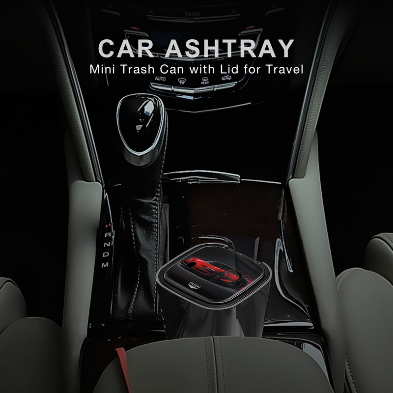 Scrumieră pentru mașină Mini coș de gunoi portabil cu capac pentru călătorii acasă, uz casnic, mini lumină LED portabilă, detașabilă, aliaj de aluminiu 3 culori