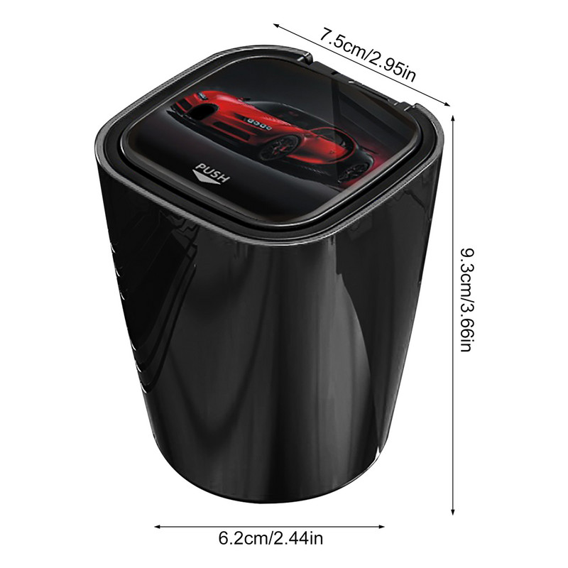 Scrumieră pentru mașină Mini coș de gunoi portabil cu capac pentru călătorii acasă, uz casnic, mini lumină LED portabilă, detașabilă, aliaj de aluminiu 3 culori