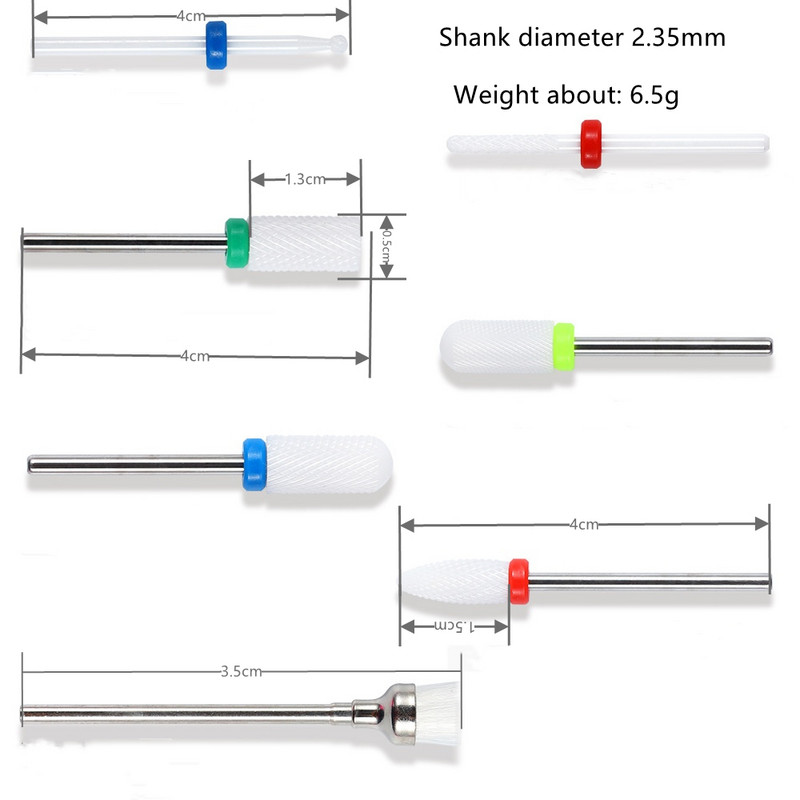 Set de freze combinate pentru manichiură, set de burghie pentru unghii din ceramică Instrumente electrice pentru lustruire cu gel