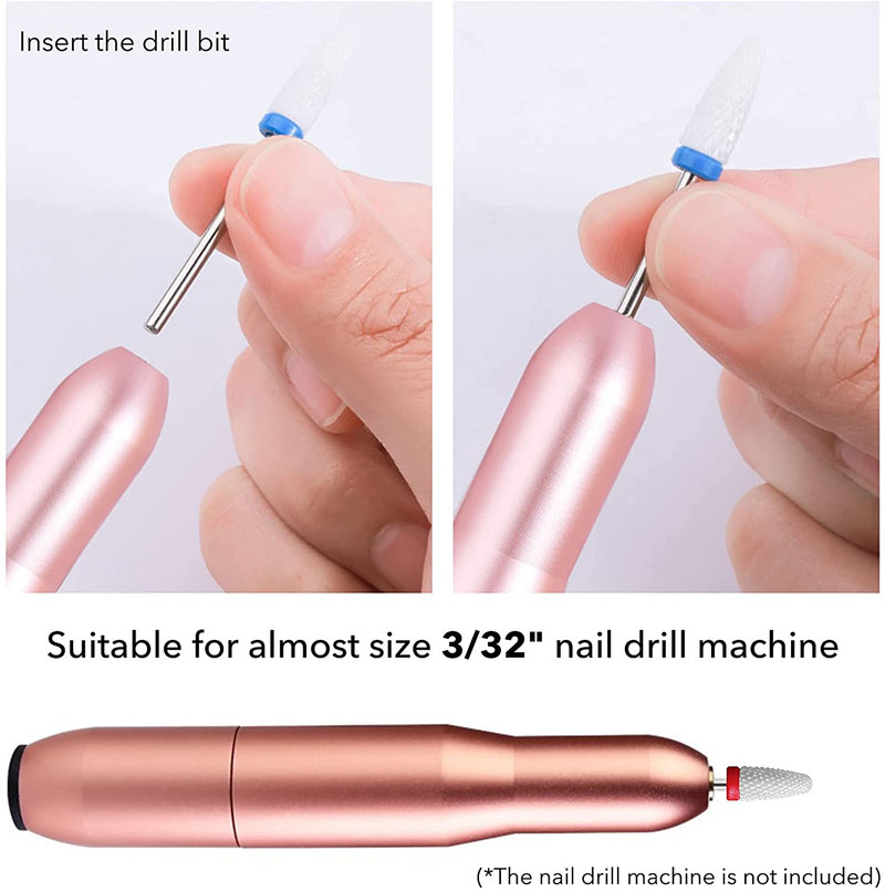 Set de freze combinate pentru manichiură, set de burghie pentru unghii din ceramică Instrumente electrice pentru lustruire cu gel