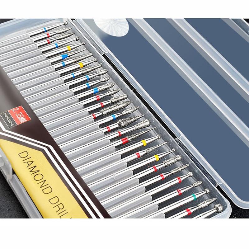 Set de burghie pentru unghii din tungsten, 30 de buc