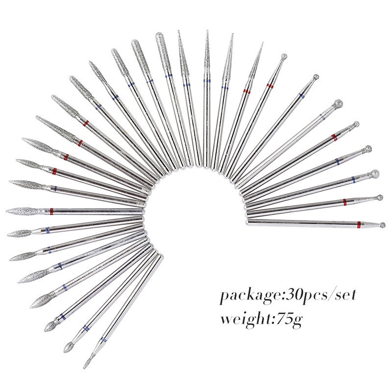 Set de burghie pentru unghii din tungsten, 30 de buc