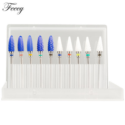 Freză pentru manichiură Set 10 bucăți din carbură ceramică pentru găurit pentru unghii pentru îndepărtarea lacului cu gel Mașină de manichiură Pedichiură