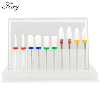 Freză pentru manichiură Set 10 bucăți din carbură ceramică pentru găurit pentru unghii pentru îndepărtarea lacului cu gel Mașină de manichiură Pedichiură
