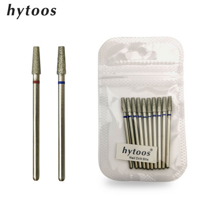 HYTOOS 10db/csomag 3*9mm-es kúpos gyémánt kutikula bit 3/32 körömfúró manikűr fúrók köröm kiegészítők szerszámok
