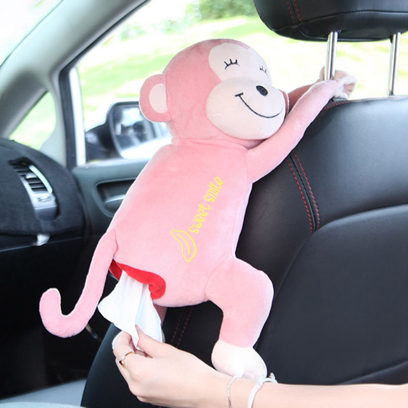 Automobilio sėdynės nugarėlė Monkey Doll Kabantis Laikiklis Popierinė Dėžutė Pliušinė dėžutė Indelis Rankšluosčių Popierinis Organizatoriaus Dėklas Audinys Automobilio Vidaus Apdaila