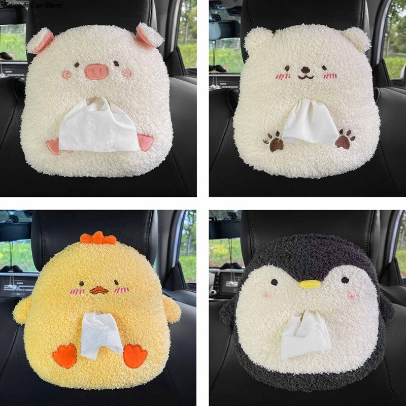Pig Bear Chicken βελούδινο Tissue Box Car Back Suspension Tissue Box Κοιτώνας Σπίτι Sun Visor Υποβραχιόνιο Κιβώτιο καθίσματος αυτοκινήτου Πλάτη Κουτί άντλησης