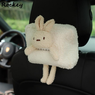 Încântător cutie de șervețele pentru mașină, creativ, drăguț, cu desene animate, suport pentru cutie de șervețele de pluș, cutie pentru cotieră pentru mașină, cutie de șervețele pentru scaunul de mașină, consumabile pentru mașini, femei