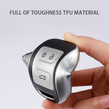 Κάλυμμα θήκης κλειδιού αυτοκινήτου με 3 κουμπιά TPU+Δερμάτινο για Chery Tiggo 3 5X 4 8 Glx 7 2019 2020 Arrizo Car Holder Shell Car-Styling Accessories