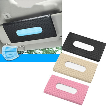 Car Visor Tissue Bag Portable Leather Tissue Box Creative Vehicle Interior Tissue Box-Μαύρο/Χακί/Ροζ