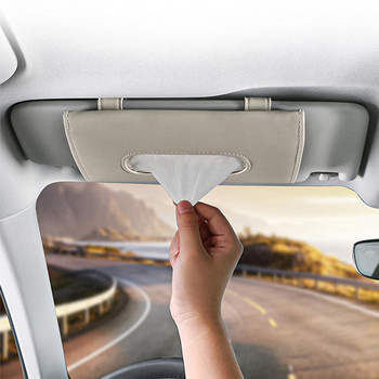 Sun Visor Car Tissue Boxes Θήκη χαρτιού PU Δερμάτινη τσάντα κρεμαστή για χαρτοπετσέτα Αποθήκευση Organizer Tissue Case Dispenser