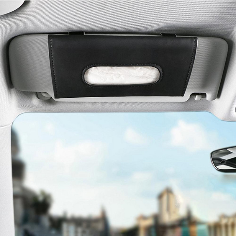 Sun Visor Car Tissue Boxes Θήκη χαρτιού PU Δερμάτινη τσάντα κρεμαστή για χαρτοπετσέτα Αποθήκευση Organizer Tissue Case Dispenser