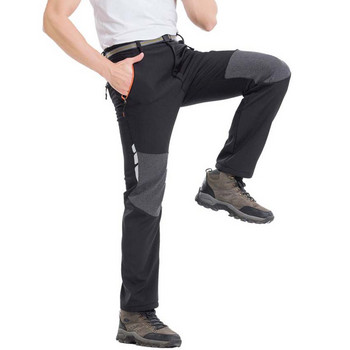 Светлоотразителни мъжки зимни туристически панталони Мъжки топли поларени панталони от софтшел за къмпинг Спорт на открито Трекинг Ски Водоустойчиви панталони