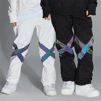 Зимни ски панталони Мъжки Дамски Водоустойчиви ветроустойчиви ски панталони Топли много джобове Светлоотразителни ленти Панталони с ластичен колан