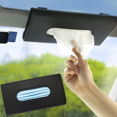 Auto rätikukarbi maskihoidja Pu-nahast kangakarp päikesesirmi salvrätikuhoidja rippuv autovisiiri koehoidja