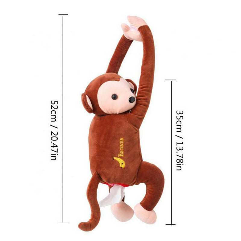 Miela gyvūnų pliušinė beždžionių audinių dėžutė, pakabinama automobilio laikymo vieta, skirta automobilio porankių dėžės automobilio vidaus dekoravimui