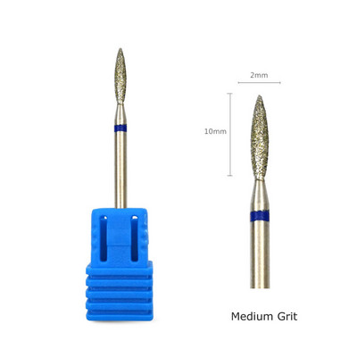 Burghie HYTOOS cu diamant fin pentru unghii, în formă de con, freze rusești, freze pentru curățarea cuticulelor, burghie electrice pentru manichiură, accesorii pentru unghii