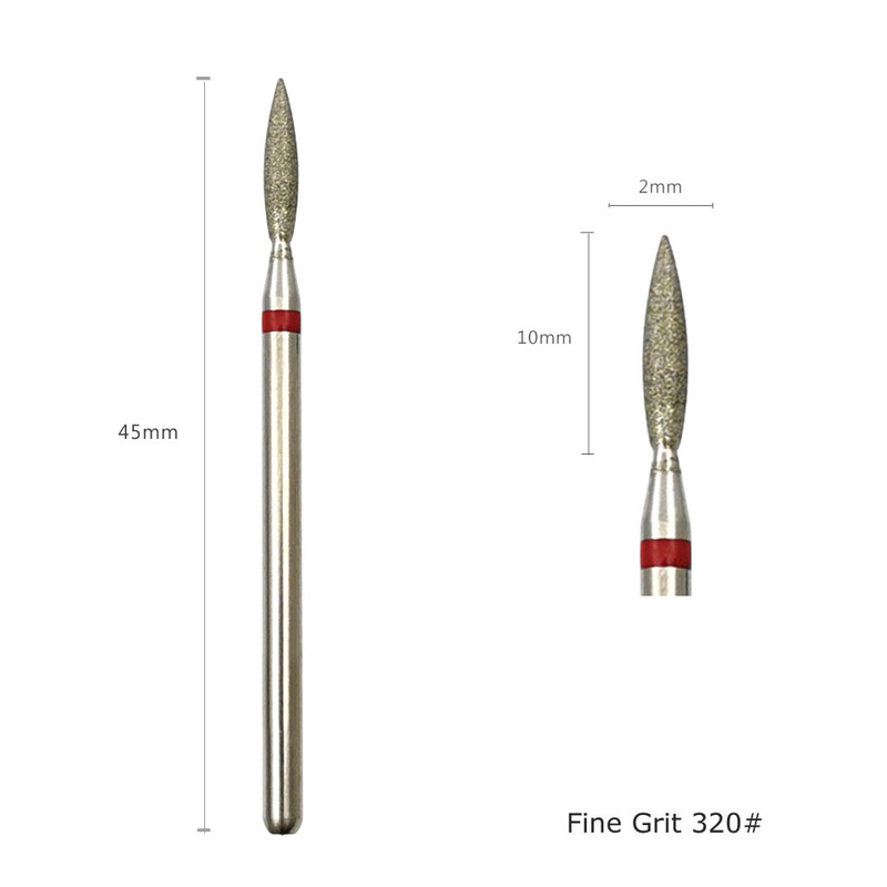 Burghie HYTOOS cu diamant fin pentru unghii, în formă de con, freze rusești, freze pentru curățarea cuticulelor, burghie electrice pentru manichiură, accesorii pentru unghii