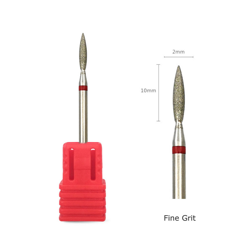 Burghie HYTOOS cu diamant fin pentru unghii, în formă de con, freze rusești, freze pentru curățarea cuticulelor, burghie electrice pentru manichiură, accesorii pentru unghii