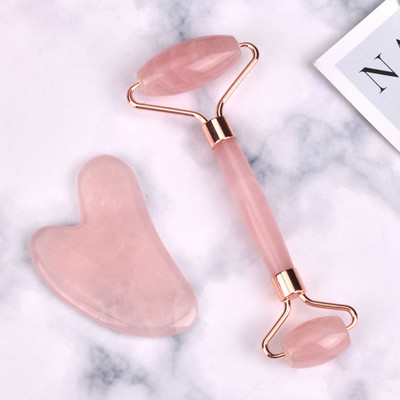 Pink Gua Sha Roller Massager Rose Scraping Facial Skin Beauty Care Resin Guasha Board for Body Scraping Σετ εργαλείων μασάζ προσώπου