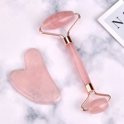 Roz Gua Sha Roller Massager Rose Scraping Facial Beauty Care Rașină Guasha Board pentru răzuirea corpului Set de instrumente de masaj facial
