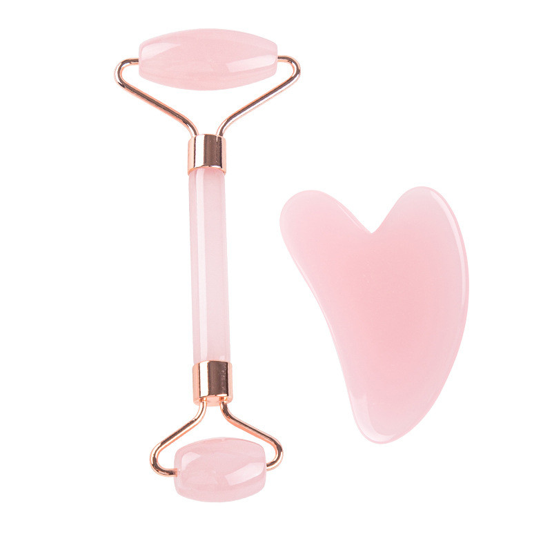 Roz Gua Sha Roller Massager Rose Scraping Facial Beauty Care Rașină Guasha Board pentru răzuirea corpului Set de instrumente de masaj facial