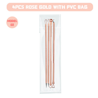 4 bucăți/Set comedon pentru puncte negre, acnee, cosuri, instrument de îndepărtare a punctelor negre, lingură pentru instrumente de îngrijire a pielii, ace, kit de curățare a porilor faciali