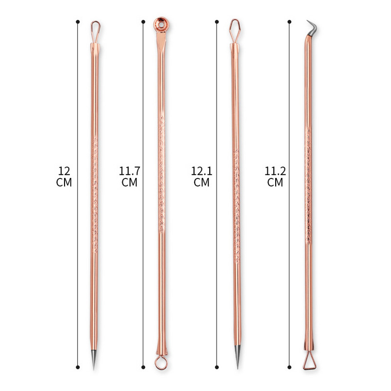 4 bucăți/Set comedon pentru puncte negre, acnee, cosuri, instrument de îndepărtare a punctelor negre, lingură pentru instrumente de îngrijire a pielii, ace, kit de curățare a porilor faciali