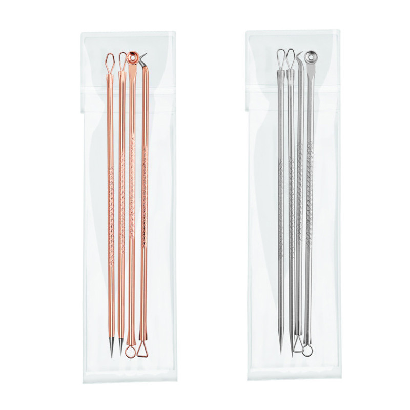 4 bucăți/Set comedon pentru puncte negre, acnee, cosuri, instrument de îndepărtare a punctelor negre, lingură pentru instrumente de îngrijire a pielii, ace, kit de curățare a porilor faciali