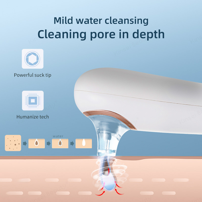 KinseiBeauty Aparat de îndepărtare a punctelor negre Dispozitiv de curățare a ciclului de apă Dispozitiv electric de curățare profundă a feței Instrument de înfrumusețare pentru îngrijirea pielii porilor
