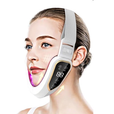 Dispozitiv de ridicare a feței HSKOU Terapia cu LED-uri cu fotoni Masaj cu vibrații pentru slăbire facială Barbie dublă în formă de V Lifting obrajii față