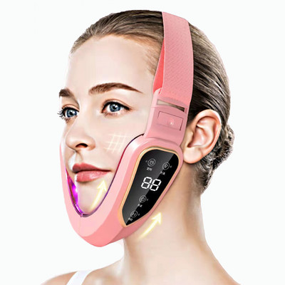 Dispozitiv de ridicare a feței HSKOU Terapia cu LED-uri cu fotoni Masaj cu vibrații pentru slăbire facială Barbie dublă în formă de V Lifting obrajii față