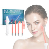 Baghetă cu electrozi de înaltă frecvență 4 în 1 Tub de sticlă pentru electroterapie Dispozitiv de înfrumusețare Dispozitiv de îndepărtare a petelor de acnee Facial Antirid Îngrijirea pielii Spa