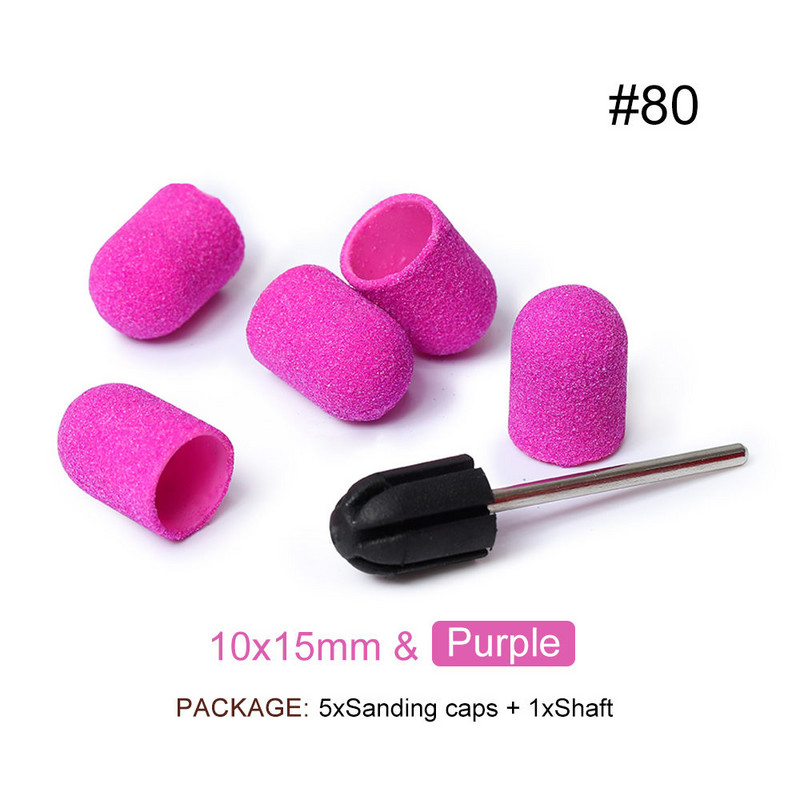 TP Benzi de șlefuit Capace de blocare Purple Grit #80/120/180 Capace de șlefuit Burghiu electric pentru unghii pentru manichiură Accesoriu de frezat pedichiură