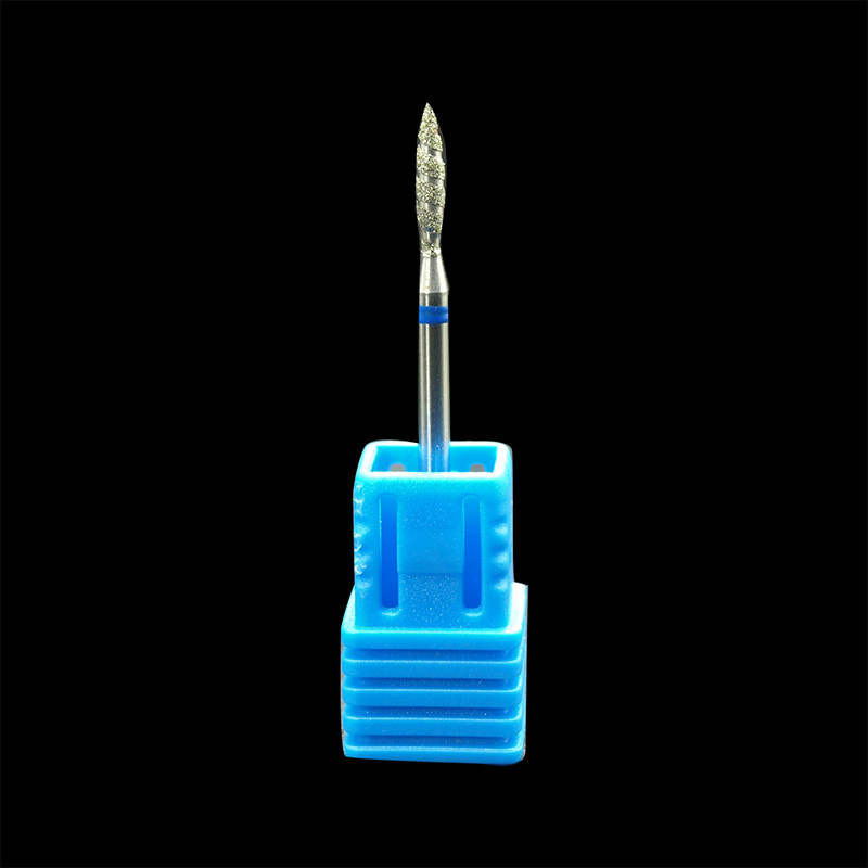 1 db Tornado Flame gyémánt körömfúró 3/32"-es manikűrvágók Rotary Burr Drill Tartozékok Spirális körömmaró szerszám
