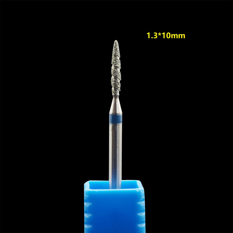 1 db Tornado Flame gyémánt körömfúró 3/32"-es manikűrvágók Rotary Burr Drill Tartozékok Spirális körömmaró szerszám