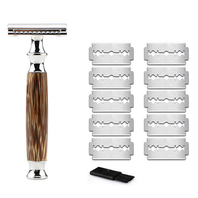 HAWARD Sigurnosna britva za muškarce i žene, Odgovara svim oštricama s dvostrukom oštricom, Ekološki brijač za brijanje, Napravljen od bambusa i bakra, Bez otpada