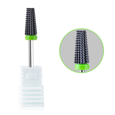Burghiu negru 5 în 1 din ceramică pentru unghii pentru mașină de găurit electric Freză cu tijă de 3/32" Îndepărtare rapidă gel acrilic sau dur