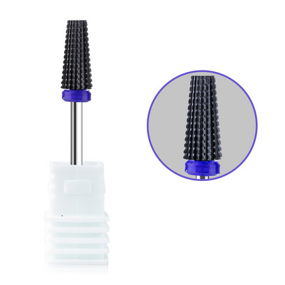 Burghiu negru 5 în 1 din ceramică pentru unghii pentru mașină de găurit electric Freză cu tijă de 3/32" Îndepărtare rapidă gel acrilic sau dur
