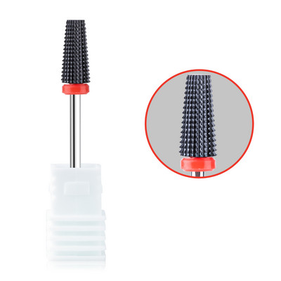 Burghiu negru 5 în 1 din ceramică pentru unghii pentru mașină de găurit electric Freză cu tijă de 3/32" Îndepărtare rapidă gel acrilic sau dur